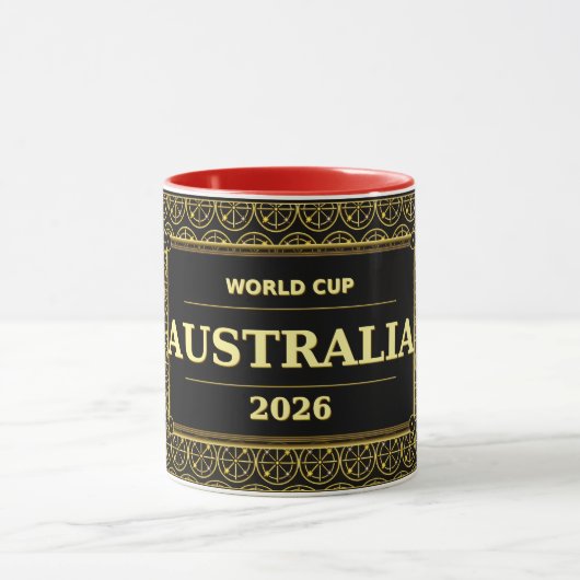 オーストラリア サッカー ファン 2026 ブラック ゴールド ラグジュアリー マグカップ (中央)