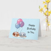 オーストラリア・シェパード・カスタムハッピーバースデー・カード カード (黄色い花)