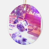 オーストラリア・シェパード・クリスマス セラミックオーナメント (左)