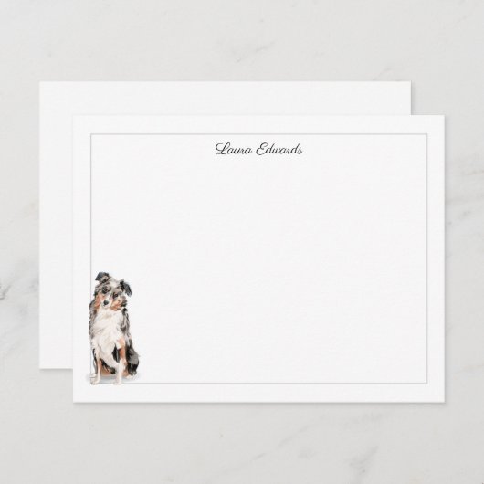 オーストラリア·シェパード·グ縁どレパーソナライズされたー ノートカード (正面/裏面)