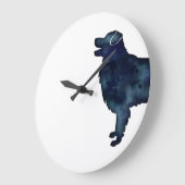 オーストラリア・シェパード・ブラック・ウォーター・カラー・シルエット ラージ壁時計 (傾斜)
