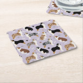 オーストラリア・シェパード・ボーンズ・アンド・ポーズ スクエアペーパーコースター (アングル)