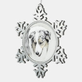 オーストラリア·シェパ絵画ードのオリジナル·ドッグ·アート スノーフレークピューターオーナメント (右)