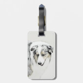 オーストラリア・シェパ絵画ードのオリジナル・ドッグ・アート ラゲッジタグ (裏面縦)