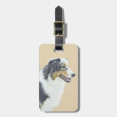 オーストラリア·シェパ絵画ードのオリジナル·ドッグ·アート ラゲッジタグ (正面縦)