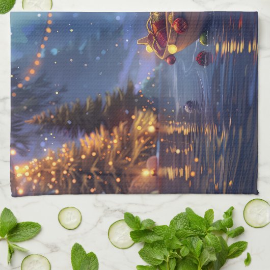 オーストラリア・テリアクリスマスフェスティバル航海 キッチンタオル (折り畳み)