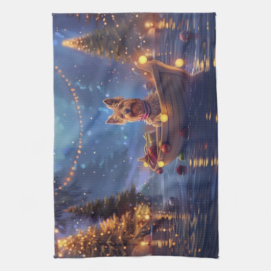 オーストラリア・テリアクリスマスフェスティバル航海 キッチンタオル (縦)