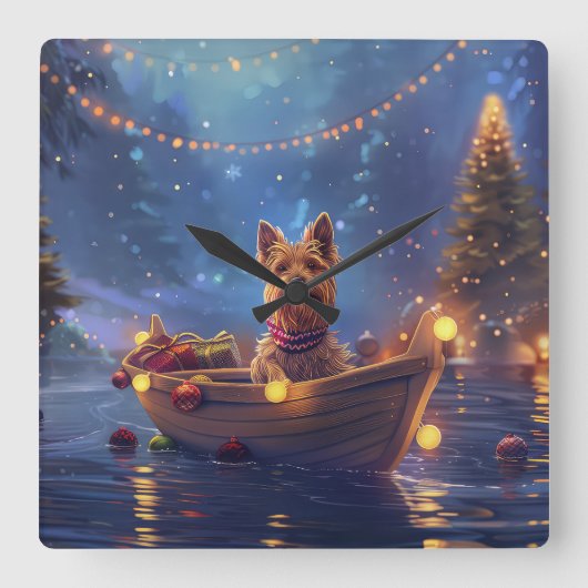 オーストラリア・テリアクリスマスフェスティバル航海 スクエア壁時計 (正面)