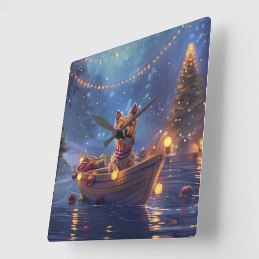 オーストラリア・テリアクリスマスフェスティバル航海 スクエア壁時計 (傾斜)