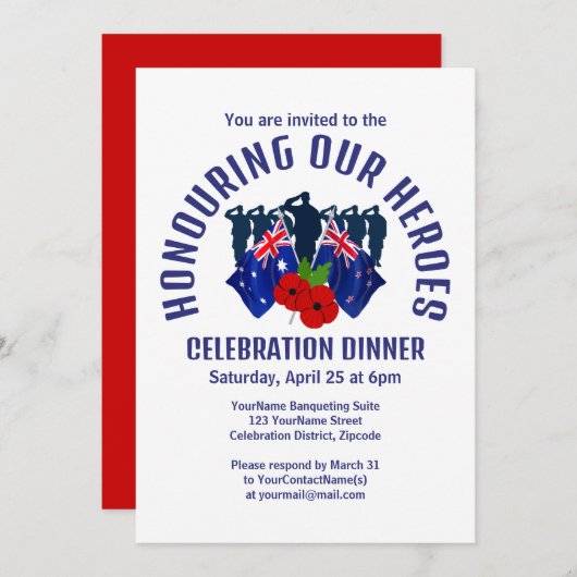 オーストラリア・ニュージーランドAC REMEMBRANCEディナー 招待状 (正面/裏面)