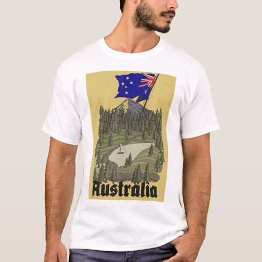 オーストラリア ビンテージ 旅行ポスター Tシャツ (正面)