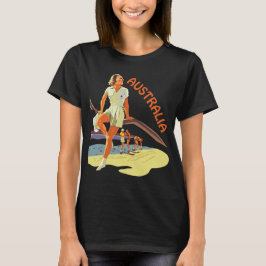 オーストラリア ビーチ ガール レトロ トラベル Tシャツ