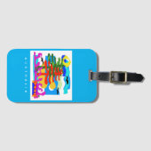 オーストラリア – ビーチ – 太陽とサーフィン – 青 ラゲッジタグ (正面横)