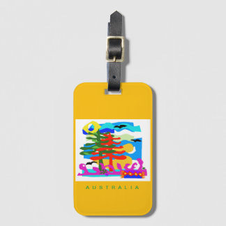 オーストラリア – ビーチ – 太陽とサーフ – 緑 ラゲッジタグ