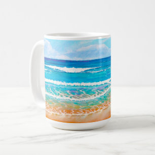 オーストラリア・ブルー絵を描ビーチの夏 コーヒーマグカップ