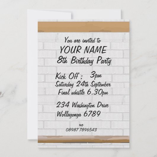 オーストラリア・ルール・ジャージーバースデーパーティ招待状 招待状 (裏面)