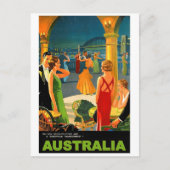 オーストラリア、ロマンチックな夕べパーティー、ヴィンテージ旅行 ポストカード (正面)