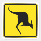 オーストラリア,交通警告標識,カンガルー交差点 スクエアシール (正面)