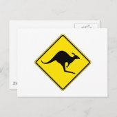 オーストラリア，交通警告標識，カンガルー交差点 ポストカード (正面/裏面)