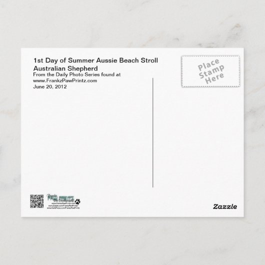 オーストラリア – 夏の1日目のビーチ散歩 ポストカード (裏面)