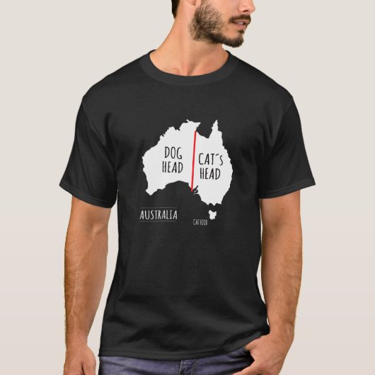 オーストラリア 犬の頭 猫の頭 I 犬の地理 オーストラリア Tシャツ (正面)