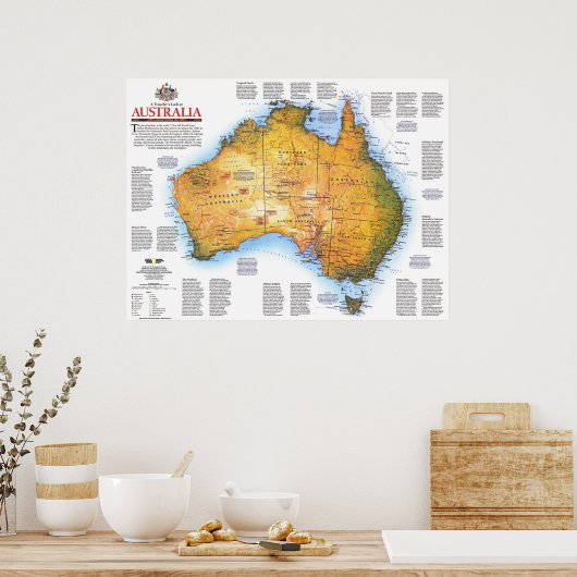 「オーストラリア: 1988年旅行・歴史地図… ポスター (キッチン)
