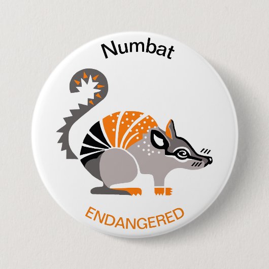 オーストラリア – NUMBAT – 絶滅危惧動物グラフィック 缶バッジ (正面)