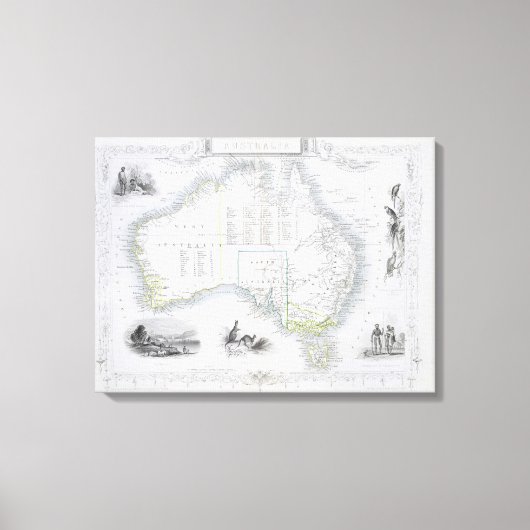 オーストラリア、Series of World Maps版b キャンバスプリント (正面)