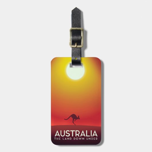オーストラリア " The land down under" 旅行のプリント ラゲッジタグ (正面縦)