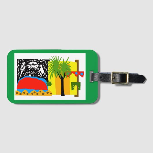 オーストラリア – ULURU – アウトバック – 砂漠 – 緑 ラゲッジタグ (正面横)