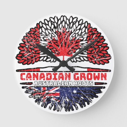 オーストラリアAustralian Canada Tree Roots Fl ラウンド壁時計 (正面)