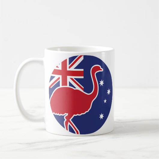 オーストラリアEMUオーストラリア国立動物国旗 コーヒーマグカップ (左)