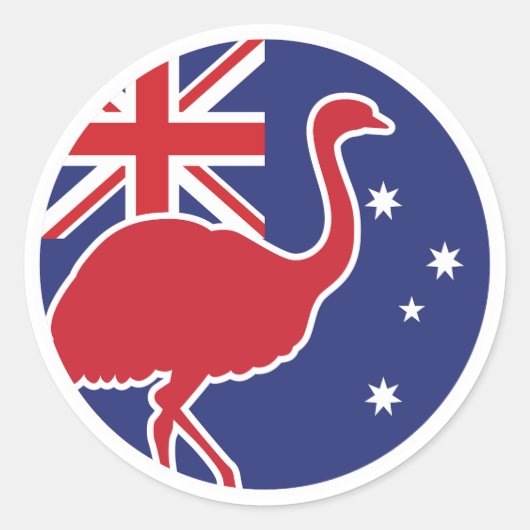 オーストラリアEMUオーストラリア国立動物国旗 ラウンドシール (正面)