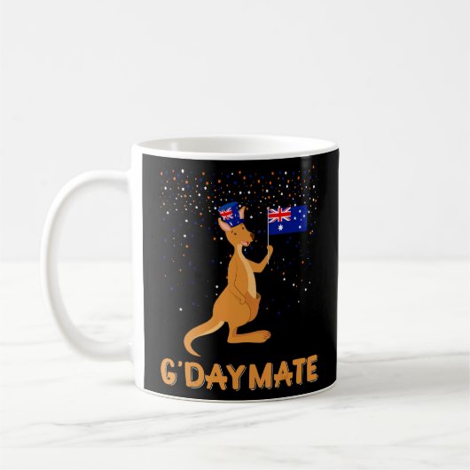 オーストラリアG'day Mate KangarooオおもしろいーストラリアSym コーヒーマグカップ (左)