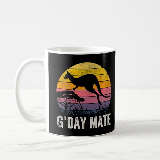 オーストラリアG'day Mate KangarooオおもしろいーストラリアSym コーヒーマグカップ (左)