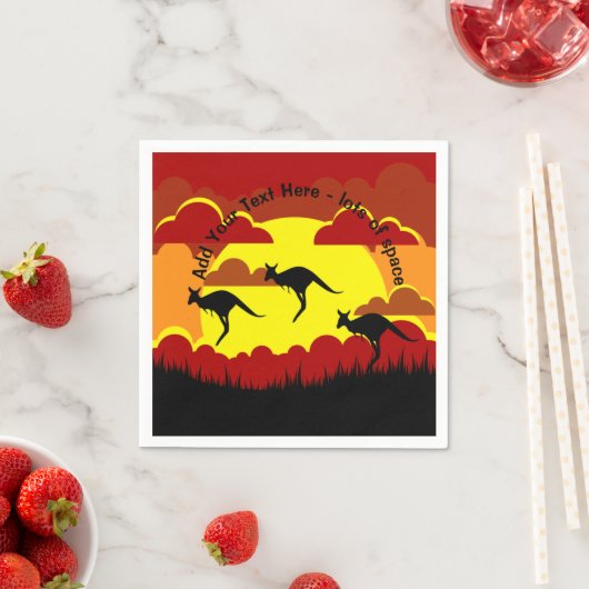 オーストラリアKangarooレッドブラックイエローサーヴィット スタンダードカクテルナプキン (インサイチュ)