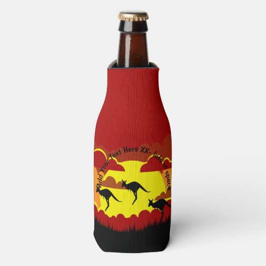 オーストラリアKangarooレッドブラックイエロースタブホルダー ボトルクーラー (ボトル正面)