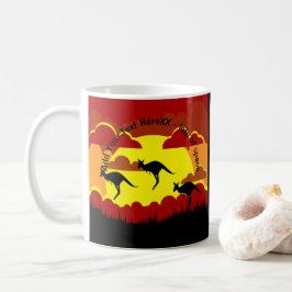 オーストラリアKangarooレッドブラックイエロー コーヒーマグカップ