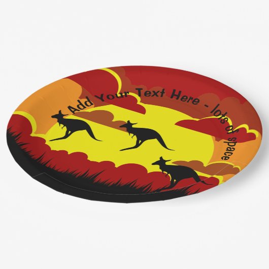 オーストラリアKangaroosレッドブラックイエロー9"紙プラ ペーパープレート (アングル)