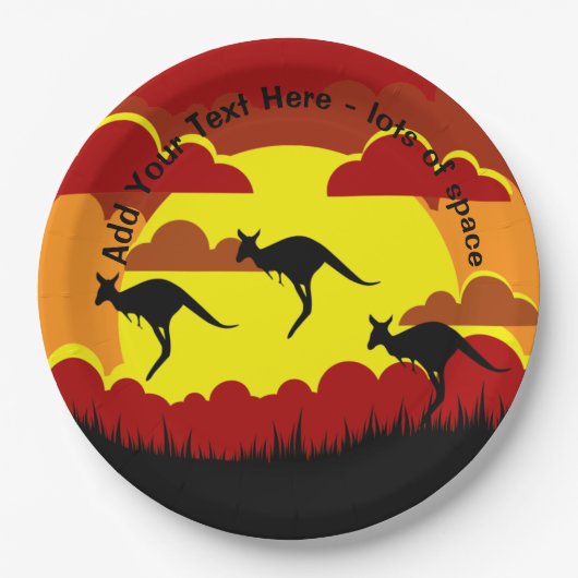 オーストラリアKangaroosレッドブラックイエロー9"紙プラ ペーパープレート (正面)
