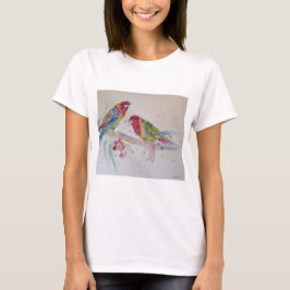 オーストラリアRosella ParrotsウォーターカラーアートTシャツ Tシャツ