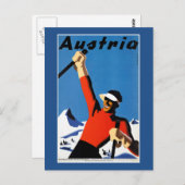 オーストリアでのスキーのヴィンテージ旅行ポスター ポストカード (正面/裏面)