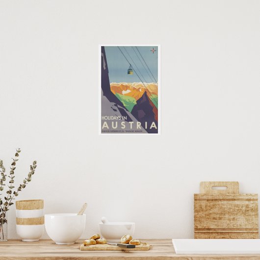 オーストリアでのヴィンテージ旅行の休日 ポスター (キッチン)