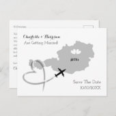 オーストリアでの行き先結婚式の日付保存 案内ポストカード (正面/裏面)