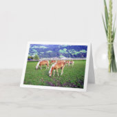 オーストリアで草を食べる馬たち カード (正面)