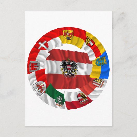 オーストリアとそのカレンダーなびく国旗 ポストカード (正面)