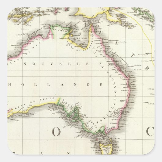 オーストリアとインドネシアの彫刻地図 スクエアシール (正面)
