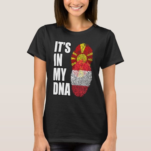 オーストリアとマケドニアのミックスDNA遺伝子フラグ Tシャツ (正面)