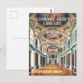 オーストリアのアドモント修道院の図書館 ポストカード (正面/裏面)