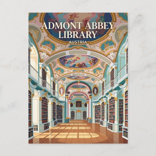 オーストリアのアドモント修道院の図書館 ポストカード (正面)